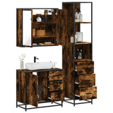 Set Mobili da Bagno 3 pz Rovere Fumo in Legno truciolato