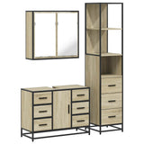 Set Mobili da Bagno 3 pz Rovere Sonoma in Legno truciolato