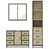 Set Mobili da Bagno 3 pz Rovere Sonoma in Legno truciolato