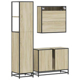 Set Mobili da Bagno 3 pz Rovere Sonoma in Legno truciolato