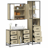 Set Mobili da Bagno 3 pz Rovere Sonoma in Legno truciolato