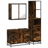 Set Mobili da Bagno 3 pz Rovere Fumo in Legno truciolato