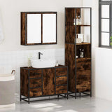 Set Mobili da Bagno 3 pz Rovere Fumo in Legno truciolato