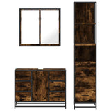 Set Mobili da Bagno 3 pz Rovere Fumo in Legno truciolato