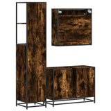 Set Mobili da Bagno 3 pz Rovere Fumo in Legno truciolato