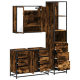 Set Mobili da Bagno 3 pz Rovere Fumo in Legno truciolato