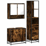 Set Mobili da Bagno 3 pz Rovere Fumo in Legno truciolato