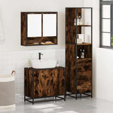 Set Mobili da Bagno 3 pz Rovere Fumo in Legno truciolato