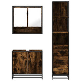 Set Mobili da Bagno 3 pz Rovere Fumo in Legno truciolato