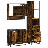 Set Mobili da Bagno 3 pz Rovere Fumo in Legno truciolato