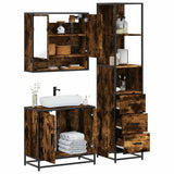 Set Mobili da Bagno 3 pz Rovere Fumo in Legno truciolato
