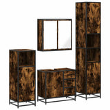 Set Mobili da Bagno 4 pz Rovere Fumo in Legno truciolato