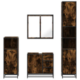 Set Mobili da Bagno 4 pz Rovere Fumo in Legno truciolato
