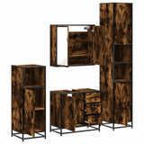 Set Mobili da Bagno 4 pz Rovere Fumo in Legno truciolato