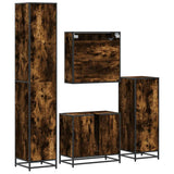 Set Mobili da Bagno 4 pz Rovere Fumo in Legno truciolato