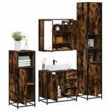 Set Mobili da Bagno 4 pz Rovere Fumo in Legno truciolato
