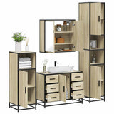 Set Mobili da Bagno 4 pz Rovere Sonoma in Legno truciolato