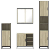Set Mobili da Bagno 4 pz Rovere Sonoma in Legno truciolato