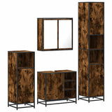 Set Mobili da Bagno 4 pz Rovere Fumo in Legno truciolato
