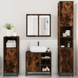 Set Mobili da Bagno 4 pz Rovere Fumo in Legno truciolato