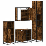 Set Mobili da Bagno 4 pz Rovere Fumo in Legno truciolato