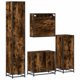Set Mobili da Bagno 4 pz Rovere Fumo in Legno truciolato