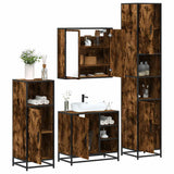 Set Mobili da Bagno 4 pz Rovere Fumo in Legno truciolato
