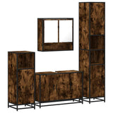 Set Mobili da Bagno 4 pz Rovere Fumo in Legno truciolato