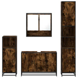 Set Mobili da Bagno 4 pz Rovere Fumo in Legno truciolato