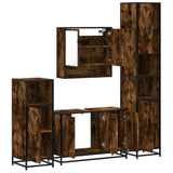Set Mobili da Bagno 4 pz Rovere Fumo in Legno truciolato