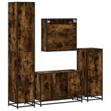 Set Mobili da Bagno 4 pz Rovere Fumo in Legno truciolato