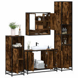 Set Mobili da Bagno 4 pz Rovere Fumo in Legno truciolato