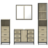 Set Mobili da Bagno 4 pz Rovere Sonoma in Legno truciolato