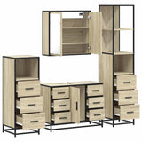Set Mobili da Bagno 4 pz Rovere Sonoma in Legno truciolato
