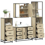 Set Mobili da Bagno 4 pz Rovere Sonoma in Legno truciolato
