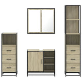 Set Mobili da Bagno 4 pz Rovere Sonoma in Legno truciolato