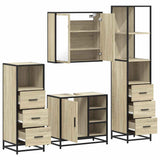 Set Mobili da Bagno 4 pz Rovere Sonoma in Legno truciolato
