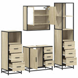 Set Mobili da Bagno 4 pz Rovere Sonoma in Legno truciolato