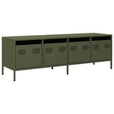 Mobile TV Verde Oliva 135x39x43,5cm Acciaio Laminato a Freddo