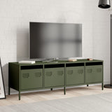 Mobile TV Verde Oliva 135x39x43,5cm Acciaio Laminato a Freddo