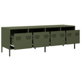 Mobile TV Verde Oliva 135x39x43,5cm Acciaio Laminato a Freddo