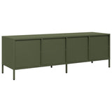 Mobile TV Verde Oliva 135x39x43,5cm Acciaio Laminato a Freddo