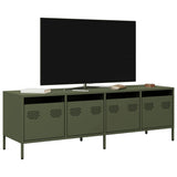 Mobile TV Verde Oliva 135x39x43,5cm Acciaio Laminato a Freddo