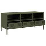 Mobile TV Verde Oliva 101,5x39x43,5cm Acciaio Laminato a Freddo