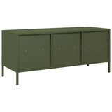 Mobile TV Verde Oliva 101,5x39x43,5cm Acciaio Laminato a Freddo