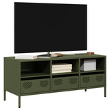Mobile TV Verde Oliva 101,5x39x43,5cm Acciaio Laminato a Freddo