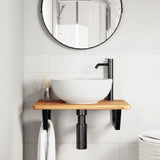 Ripiano a Parete per Lavabo in Acciaio e Massello di Rovere
