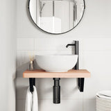 Ripiano a Parete per Lavabo in Acciaio e Massello di Faggio