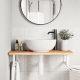 Ripiano a Parete per Lavabo in Acciaio e Massello di Faggio