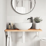 Ripiano a Parete per Lavabo in Acciaio e Massello di Faggio